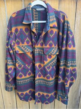 American weekend Aztec  Wool-Blend Shacket in Purple & Gold size L men’s